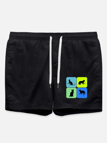 Cat Cat Cat Cat Cat Cat, Gift - Swim Trunks - black