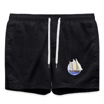 Illustration de cercle pastel de voilier - Short de bain - noir - Devant - AI Model Male 185 light (185cm)