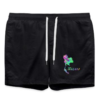 Thailand Landkarte im farbenfrohen Design Geschenk - Badeshorts - Schwarz - Vorne - AI Model Male 185 light (185cm)
