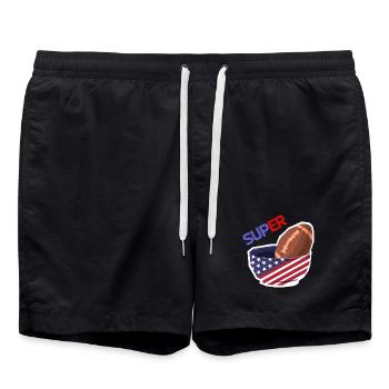 Champion du monde de football américain Fan d'équipe drôle - Short de bain - noir - Devant - AI Model Male 185 light (185cm)