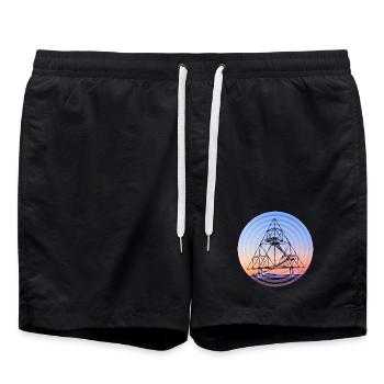 Tetraeder Kreise - Badeshorts - Schwarz - Vorne - AI Model Male 185 light (185cm)