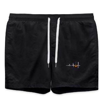 Herzschlag Gitarre Design - Badeshorts - Schwarz - Vorne - AI Model Male 185 light (185cm)