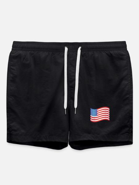  American Flag  - Swim Trunks - black