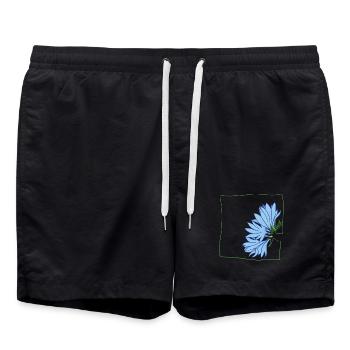 Bleuet minimaliste - Short de bain - noir - Devant - AI Model Male 185 light (185cm)