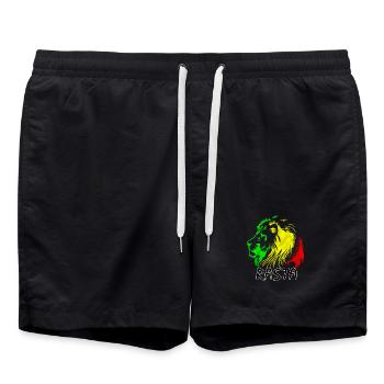 Lion rasta : style vert-jaune-rouge - Short de bain - noir - Devant - AI Model Male 185 light (185cm)