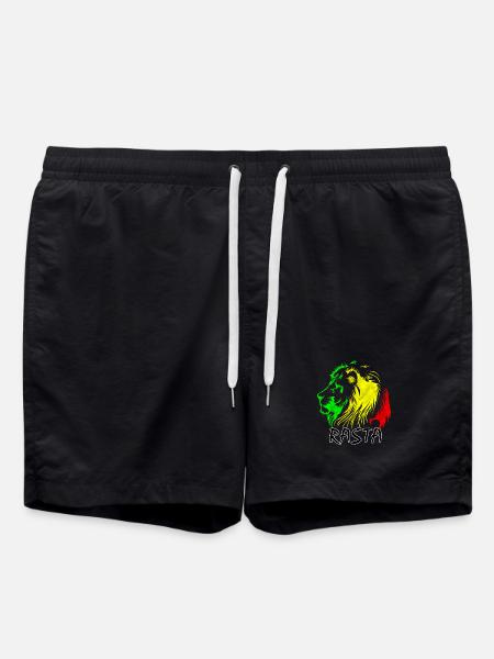 Rasta Lion: Green-Yellow-Red Style - Swim Trunks - black