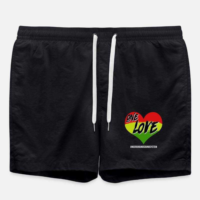 One Love Graffiti Herz Rainbow - Badeshorts - Schwarz