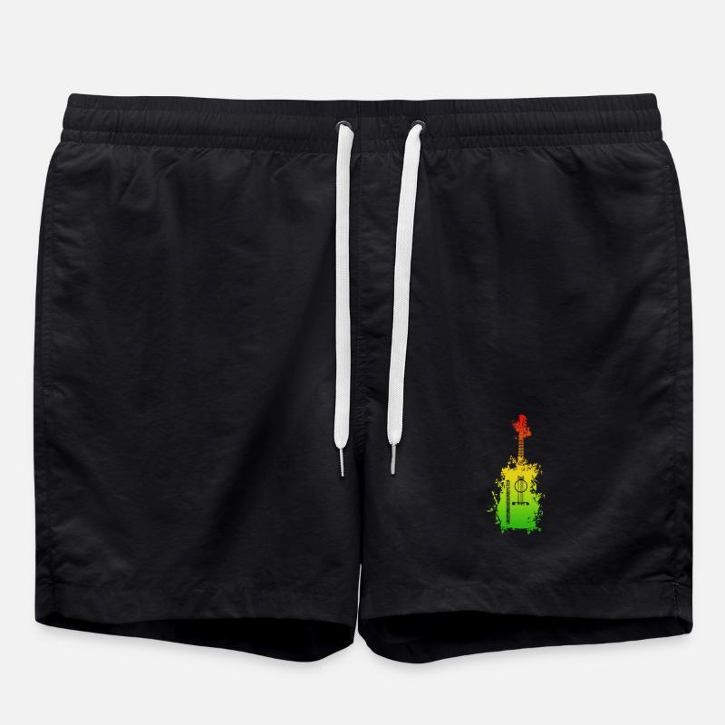Regenbogen Splatter Gitarre - Badeshorts - Schwarz