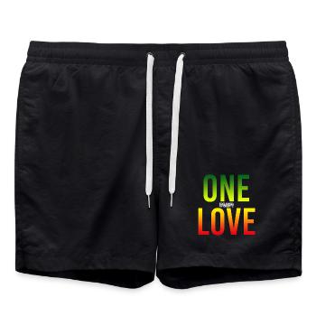 One Love Gradient: Einheit in Farbe - Badeshorts - Schwarz - Vorne - AI Model Male 185 light (185cm)