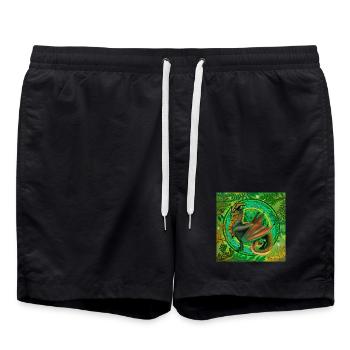 dragon vert forestier - Short de bain - noir - Devant - AI Model Male 185 light (185cm)