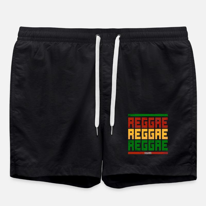 Reggae Font Block Graphic - Swim Trunks - black