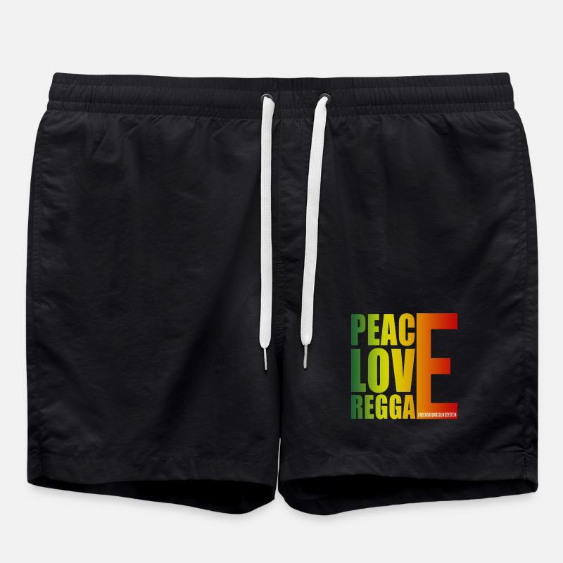 Peace Love Reggae Gradient - Swim Trunks - black