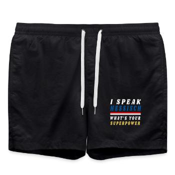 Ich spreche Hessisch was ist deine Superpower? - Badeshorts - Schwarz - Vorne - AI Model Male 185 light (185cm)