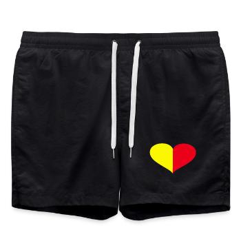 Le cœur bat jaune rouge - Short de bain - noir - Devant - AI Model Male 185 light (185cm)