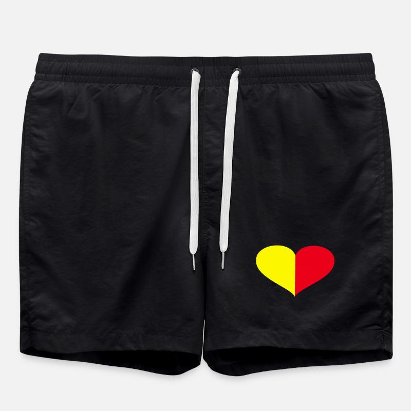 Le cœur bat jaune rouge - Short de bain - noir