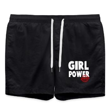 Girl Power Mutiges Drehbuch-Design - Badeshorts - Schwarz - Vorne - AI Model Male 185 light (185cm)