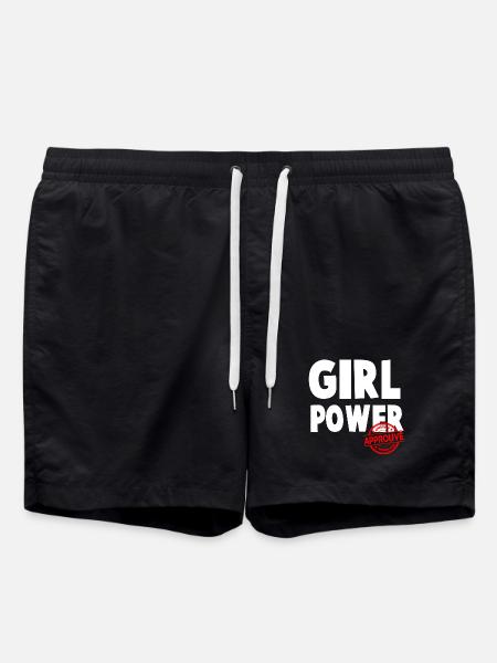 Girl Power Bold Script Design - Swim Trunks - black