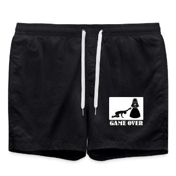 Game Over Hochzeit Statement Lustig JGA Polterer - Badeshorts - Schwarz - Vorne - AI Model Male 185 light (185cm)