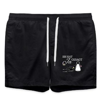 Ja Gesagt Heirat Junggeselle Junggesellin Hochzeit - Badeshorts - Schwarz - Vorne - AI Model Male 185 light (185cm)