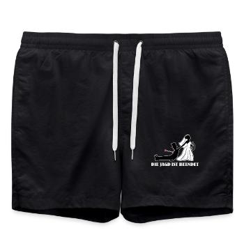 Junggesellinnenabschied Hochzeitsfeier Polterabend - Badeshorts - Schwarz - Vorne - AI Model Male 185 light (185cm)
