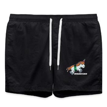 Sushi licorne japon nourriture japonaise préférée nourriture - Short de bain - noir - Devant - AI Model Male 185 light (185cm)