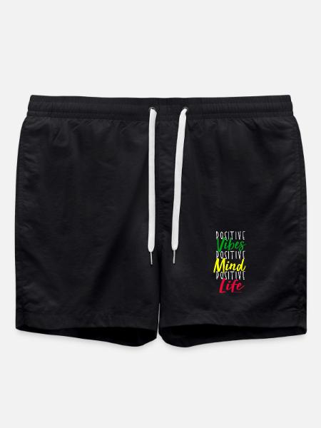Positive Vibes Mindset Motif - Swim Trunks - black