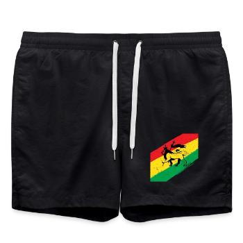 Lion rasta devant un drapeau tricolore - Short de bain - noir - Devant - AI Model Male 185 light (185cm)