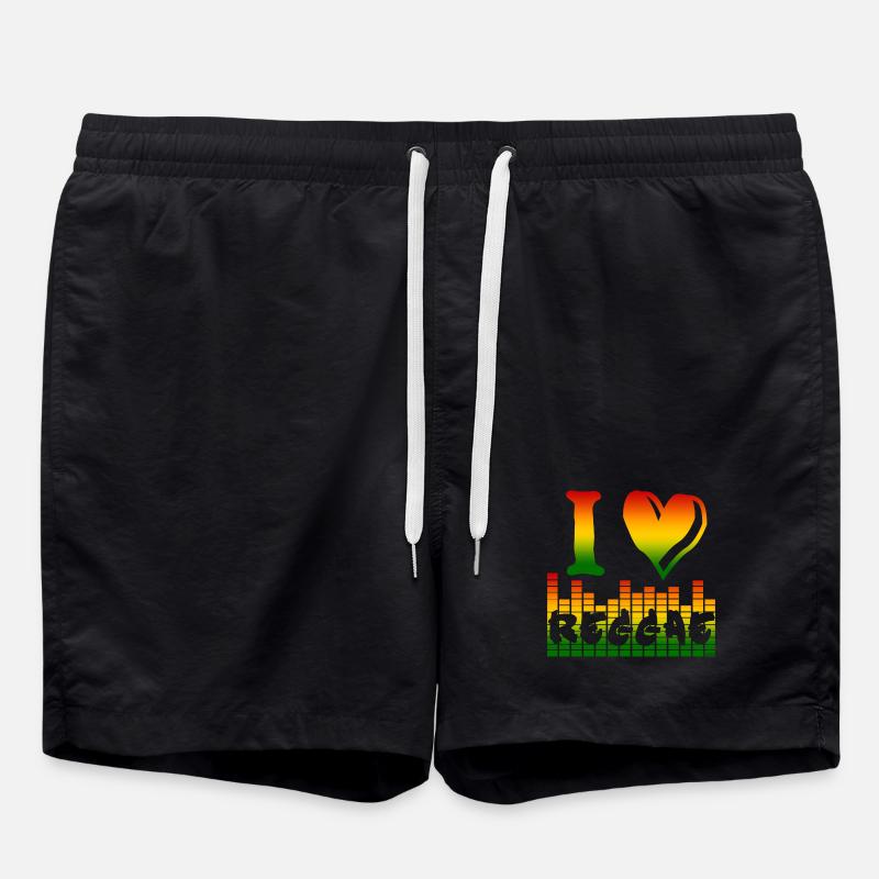 I Love Reggae Regenbogen - Badeshorts - Schwarz