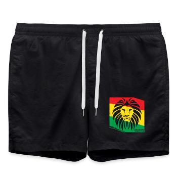 Lion de style rasta - Short de bain - noir - Devant - AI Model Male 185 light (185cm)