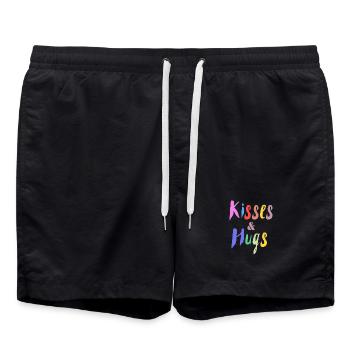 Design Kisses and Hug Colors - Swim Trunks - black - Front - AI Model Male 185 light (185cm)