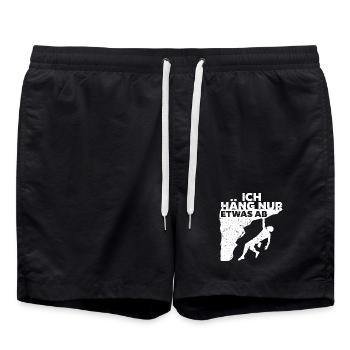 Klettern Boulder Bergsteigen Lustige Sprüche Sport - Badeshorts - Schwarz - Vorne - AI Model Male 185 light (185cm)