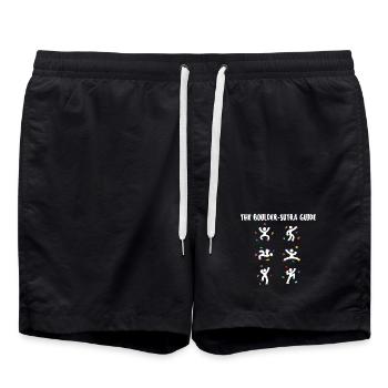Boulder Lustig Witzig Humorvoll Klettern Felswand - Badeshorts - Schwarz - Vorne - AI Model Male 185 light (185cm)