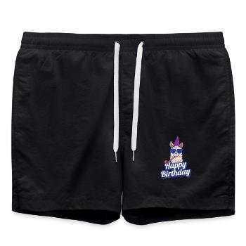 Happy Birthday Lama Birthday Saying Fun - Swim Trunks - black - Front - AI Model Male 185 light (185cm)