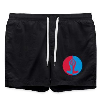 Yoga / Yogi / Bouddhisme / Bouddhiste - Short de bain - noir - Devant - AI Model Male 185 light (185cm)