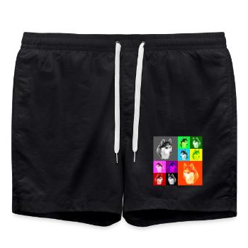 Pop Art Husky Portrait - Short de bain - noir - Devant - AI Model Male 185 light (185cm)