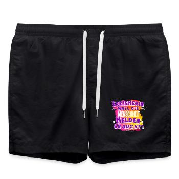 Erzieherin - Badeshorts - Schwarz - Vorne - AI Model Male 185 light (185cm)
