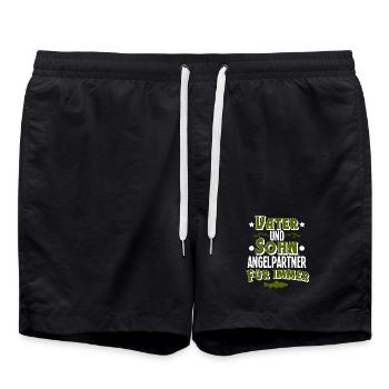 Fishing angler father son - Swim Trunks - black - Front - AI Model Male 185 light (185cm)