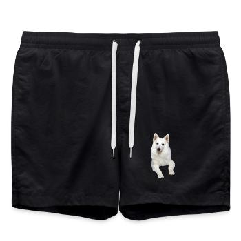 German shepherd white german shepherd Swiss dogs - Swim Trunks - black - Front - AI Model Male 185 light (185cm)