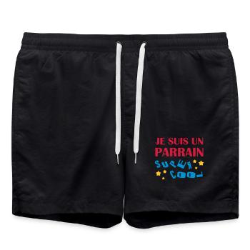 Onkel / Tante / Vetter / Cousin / Kusine - Badeshorts - Schwarz - Vorne - AI Model Male 185 light (185cm)