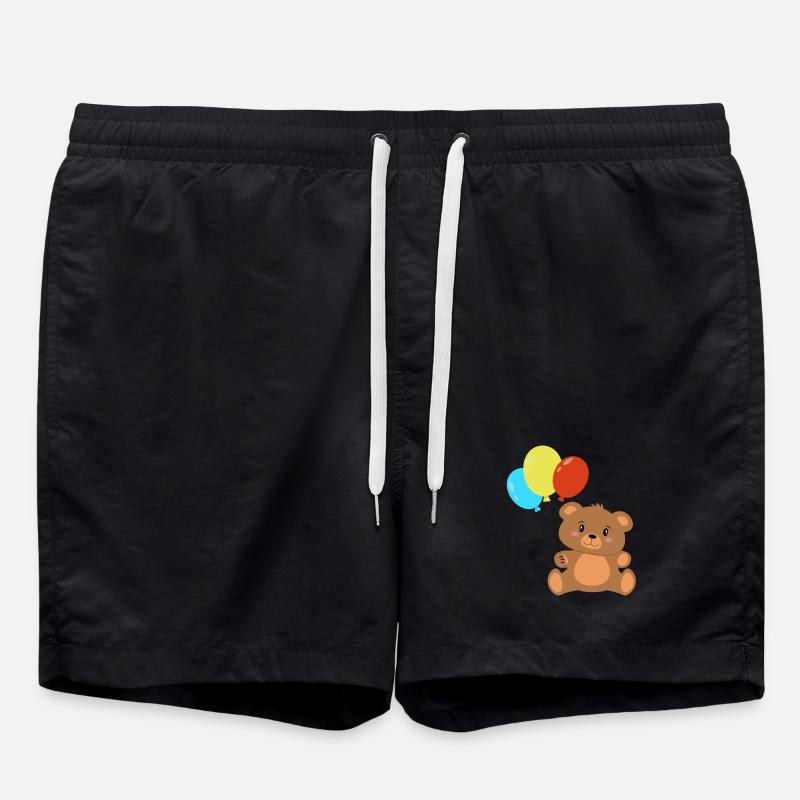 Teddy bear with balloons - Swim Trunks - black