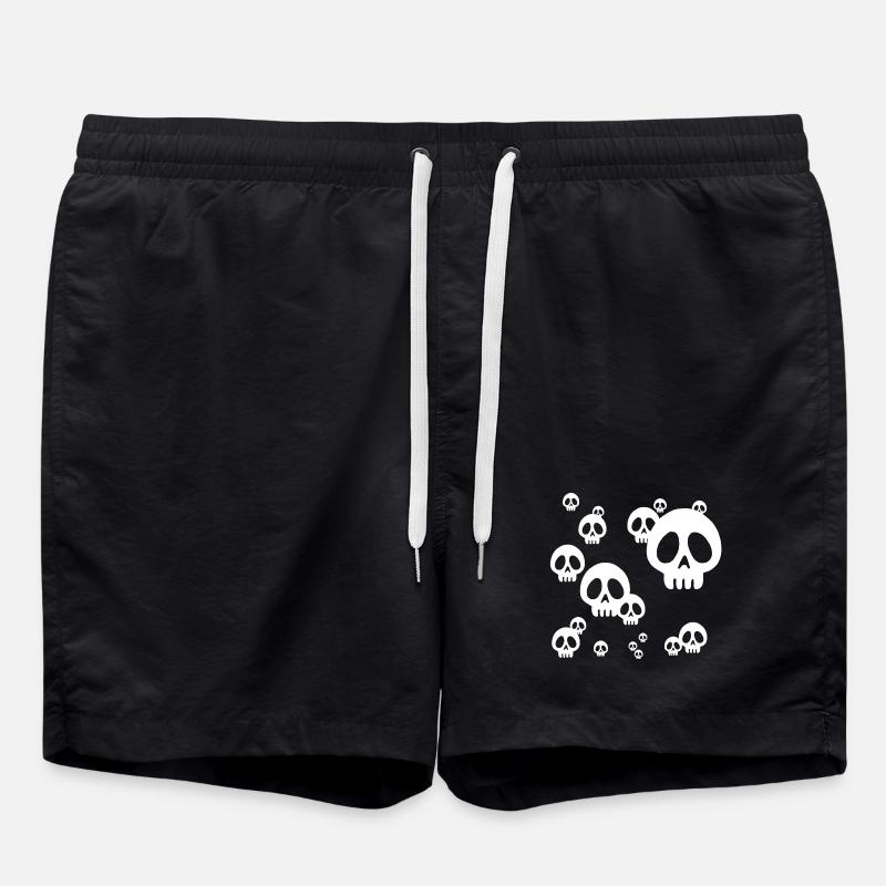 Skull manga invasion (white) - Swim Trunks - black