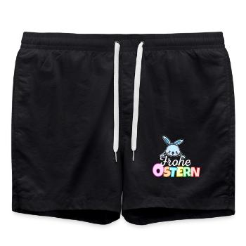 Osterhase Frohe Ostern Gesicht Süß Osterhäschen - Badeshorts - Schwarz - Vorne - AI Model Male 185 light (185cm)