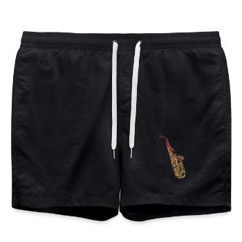 Saxophone ténor - Short de bain - noir - Devant - AI Model Male 185 light (185cm)