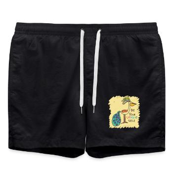 Bel oiseau, drôle, spécial, unique avec texte - Short de bain - noir - Devant - AI Model Male 185 light (185cm)