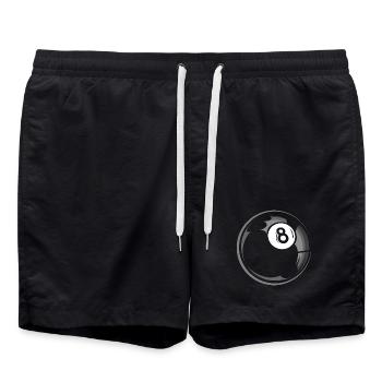 Logo de symbole de billard à balles de billard à 8 billes - Short de bain - noir - Devant - AI Model Male 185 light (185cm)
