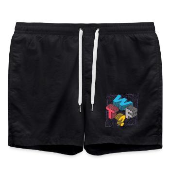 What THE FUCK WTF - Badeshorts - Schwarz - Vorne - AI Model Male 185 light (185cm)