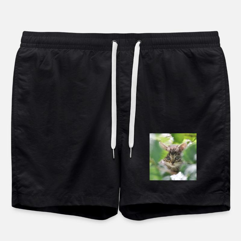 Shy but curious kitten - Swim Trunks - black