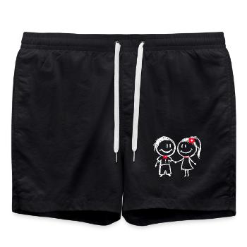 Couple Love Relationship Romance Valentine's Day - Swim Trunks - black - Front - AI Model Male 185 light (185cm)