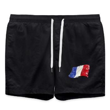 France ✅ France Drapeau ✔ - Short de bain - noir - Devant - AI Model Male 185 light (185cm)
