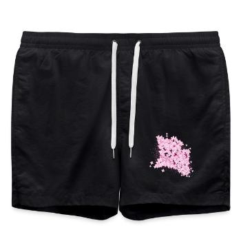 Splendeur luxuriante de fleurs lilas roses - Short de bain - noir - Devant - AI Model Male 185 light (185cm)